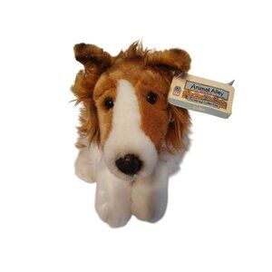 Vintage Animal Alley Collie Dog Plush Tan and Brown Toys r Us Original Tag Toy